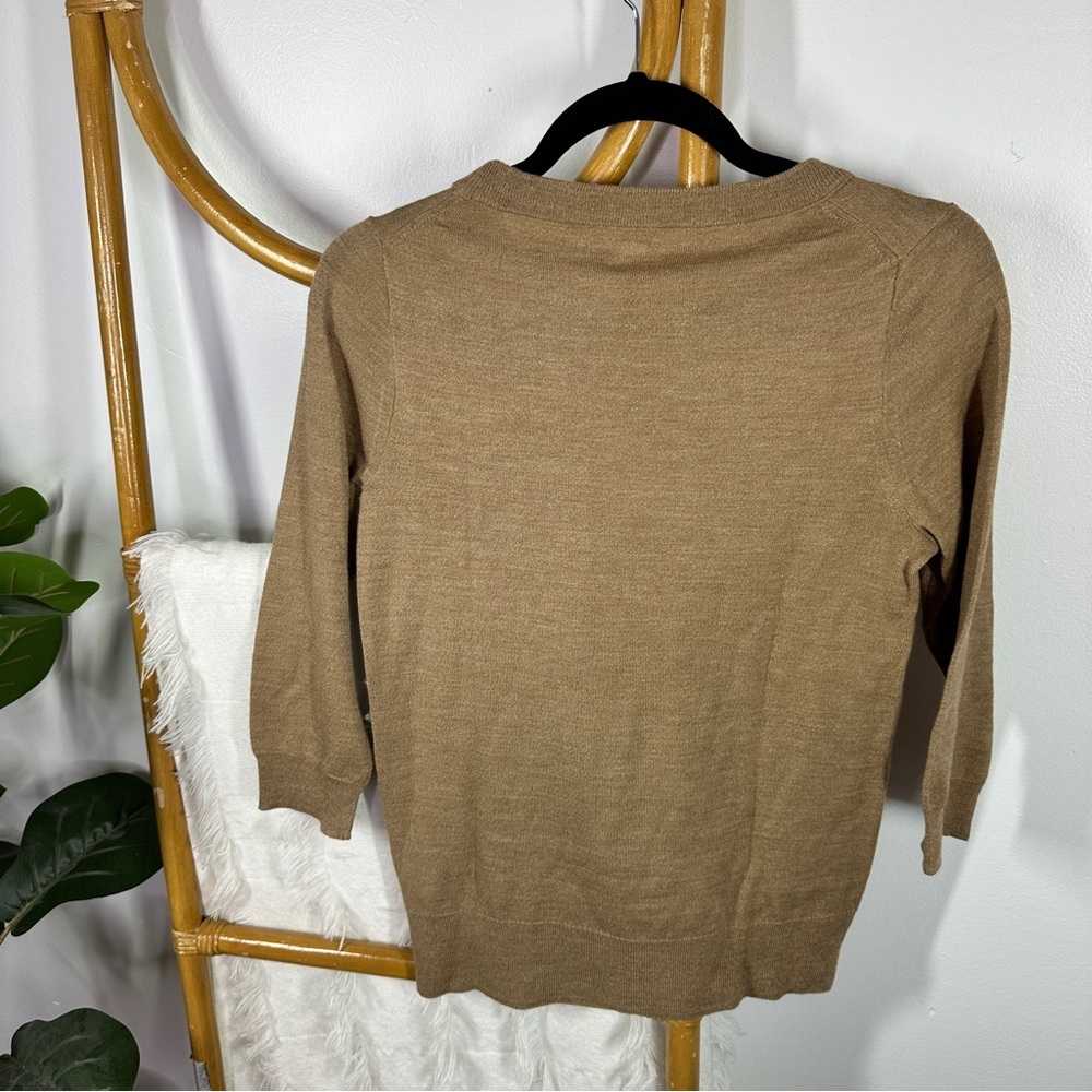 J. Crew Tan Merino Wool Brown Sweater Top sz S - Picture 2 of 4
